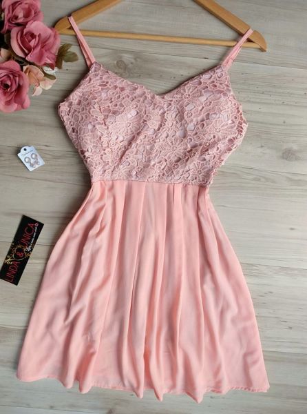 Vestido Chiffon com renda